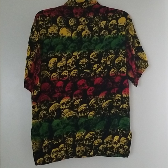 Rasta Skull Button up - Picture 3 of 3